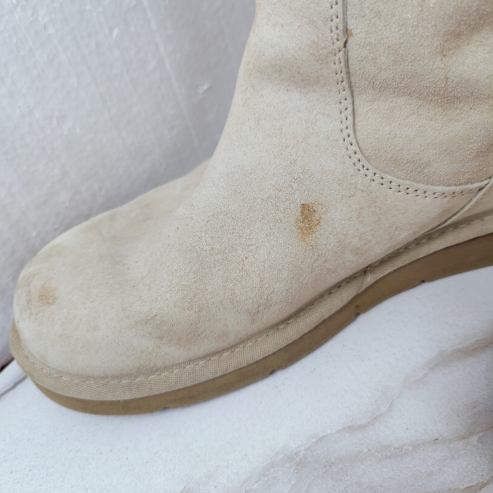 UGG Tall Lace-Back Shearling Boots in Light Beige/Cream - Picture 4 of 14